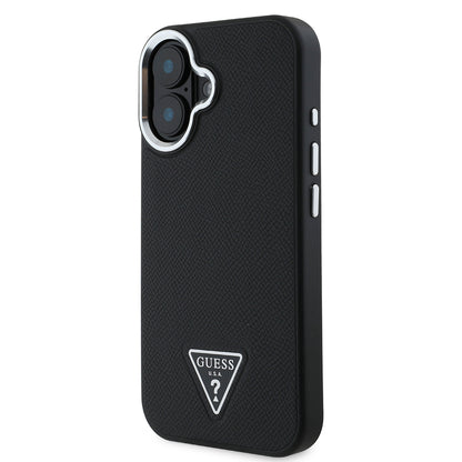 iPhone 16 Plus Kılıf Guess Orjinal Lisanslı M-safe Şarj Özellikli Grained Triangle Kapak