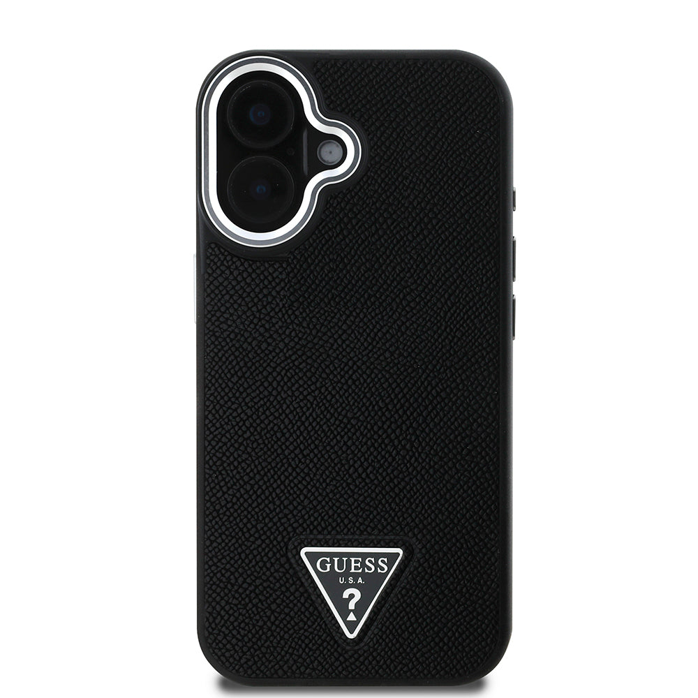 iPhone 16 Plus Kılıf Guess Orjinal Lisanslı M-safe Şarj Özellikli Grained Triangle Kapak