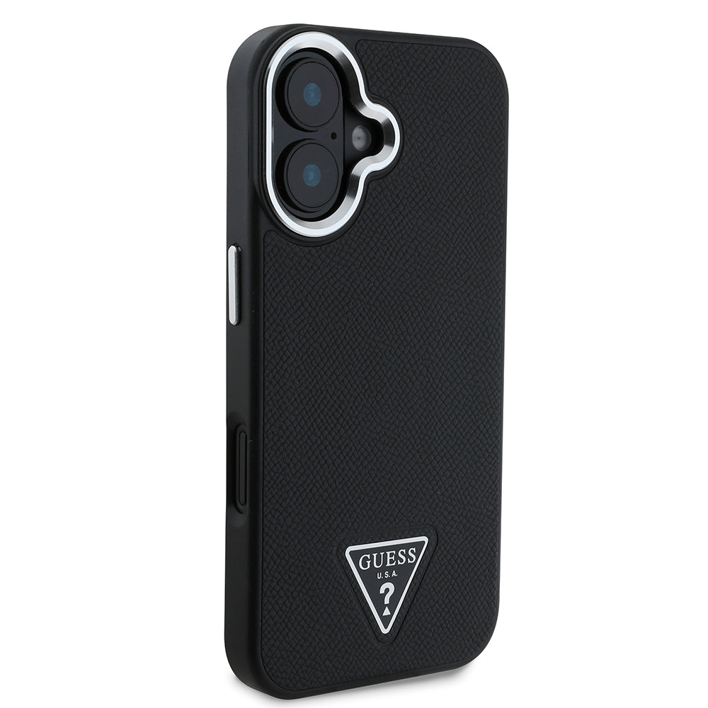 iPhone 16 Plus Kılıf Guess Orjinal Lisanslı M-safe Şarj Özellikli Grained Triangle Kapak