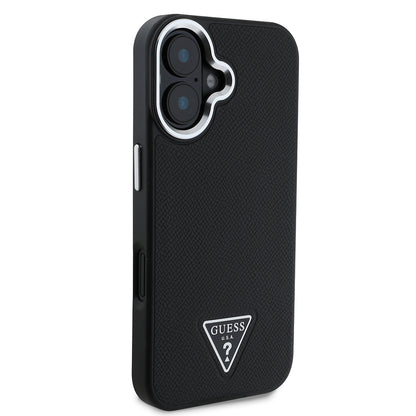iPhone 16 Plus Kılıf Guess Orjinal Lisanslı M-safe Şarj Özellikli Grained Triangle Kapak