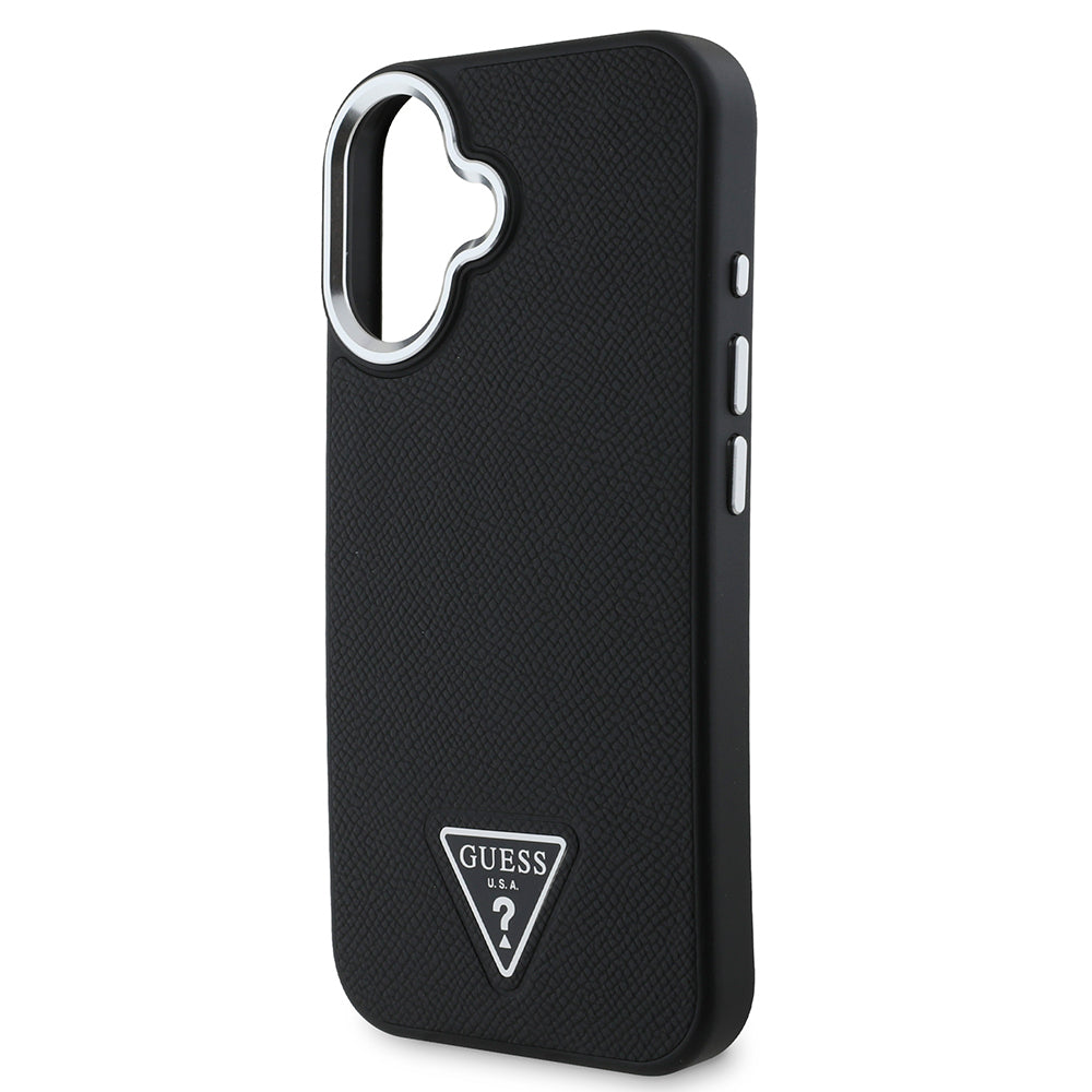 iPhone 16 Plus Kılıf Guess Orjinal Lisanslı M-safe Şarj Özellikli Grained Triangle Kapak