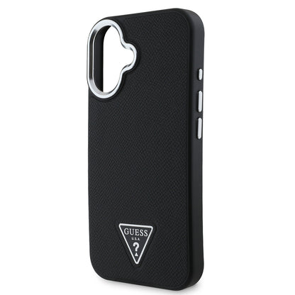 iPhone 16 Plus Kılıf Guess Orjinal Lisanslı M-safe Şarj Özellikli Grained Triangle Kapak
