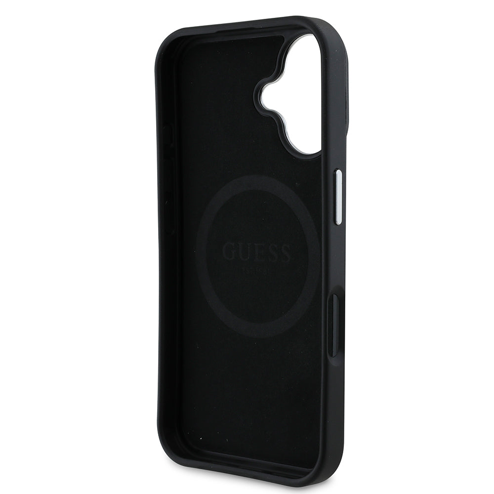 iPhone 16 Plus Kılıf Guess Orjinal Lisanslı M-safe Şarj Özellikli Grained Triangle Kapak
