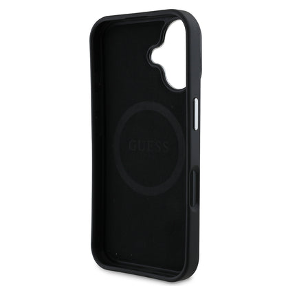 iPhone 16 Plus Kılıf Guess Orjinal Lisanslı M-safe Şarj Özellikli Grained Triangle Kapak