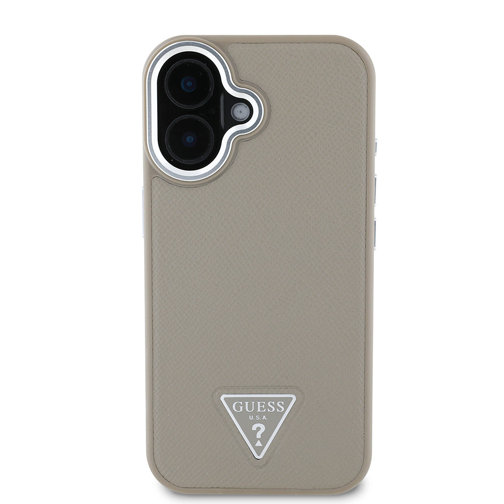 iPhone 16 Plus Kılıf Guess Orjinal Lisanslı M-safe Şarj Özellikli Grained Triangle Kapak