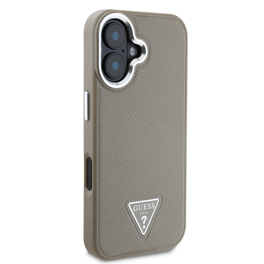 iPhone 16 Plus Kılıf Guess Orjinal Lisanslı M-safe Şarj Özellikli Grained Triangle Kapak