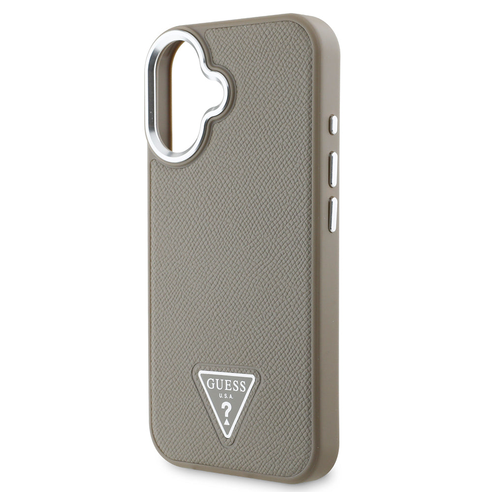 iPhone 16 Plus Kılıf Guess Orjinal Lisanslı M-safe Şarj Özellikli Grained Triangle Kapak