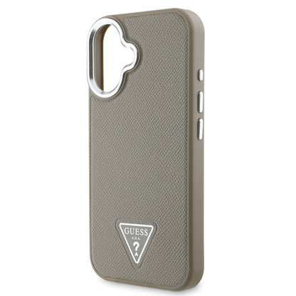 iPhone 16 Plus Kılıf Guess Orjinal Lisanslı M-safe Şarj Özellikli Grained Triangle Kapak