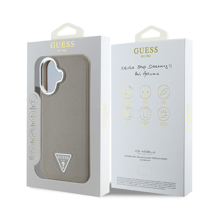 iPhone 16 Plus Kılıf Guess Orjinal Lisanslı M-safe Şarj Özellikli Grained Triangle Kapak