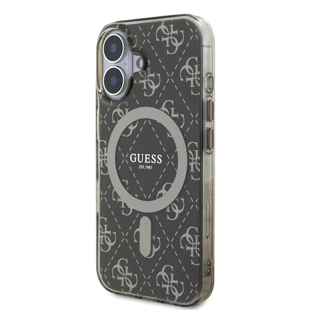iPhone 16 Plus Kılıf Guess Orjinal Lisanslı M-safe Şarj Özellikli IML Baskılı Klasik Logolu 4G Desenli Kapak
