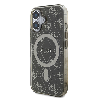 iPhone 16 Plus Kılıf Guess Orjinal Lisanslı M-safe Şarj Özellikli IML Baskılı Klasik Logolu 4G Desenli Kapak