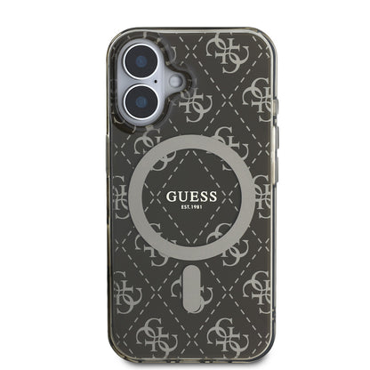 iPhone 16 Plus Kılıf Guess Orjinal Lisanslı M-safe Şarj Özellikli IML Baskılı Klasik Logolu 4G Desenli Kapak