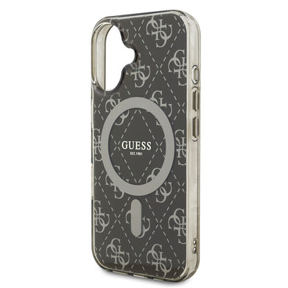 iPhone 16 Plus Kılıf Guess Orjinal Lisanslı M-safe Şarj Özellikli IML Baskılı Klasik Logolu 4G Desenli Kapak