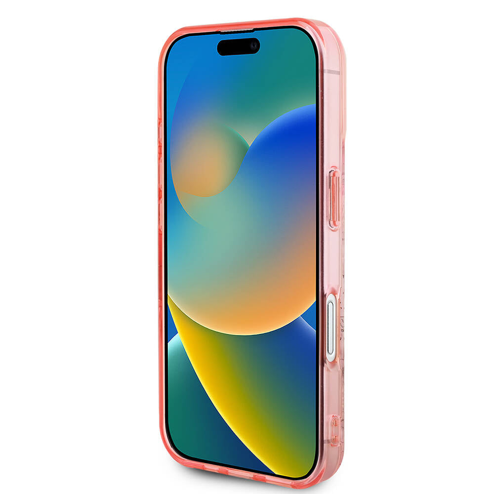 iPhone 16 Plus Kılıf Guess Orjinal Lisanslı M-safe Şarj Özellikli IML Baskılı Yazı Logolu Flower Tonal Circle Kapak