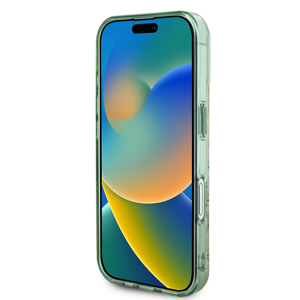 iPhone 16 Plus Kılıf Guess Orjinal Lisanslı M-safe Şarj Özellikli IML Baskılı Yazı Logolu Flower Tonal Circle Kapak