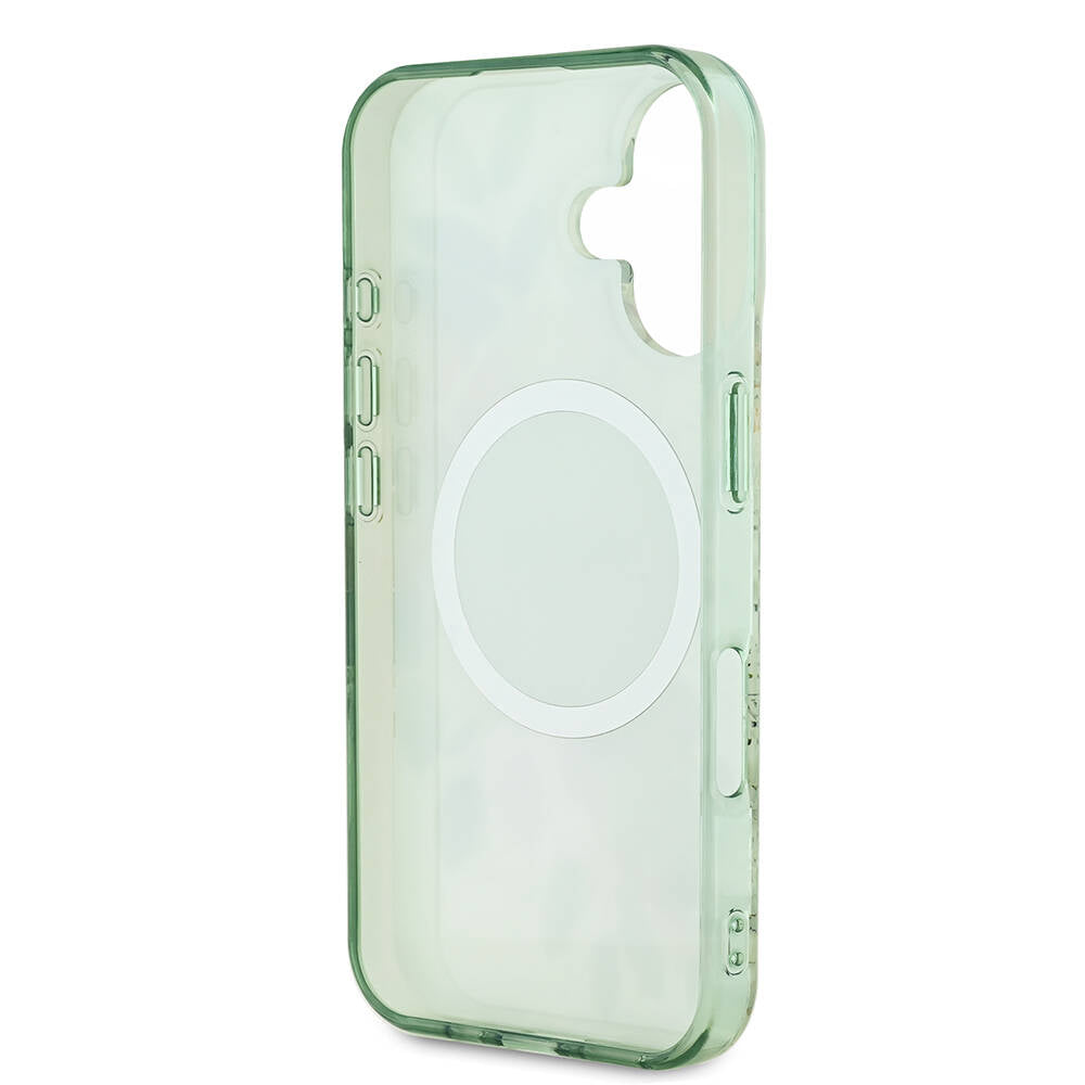 iPhone 16 Plus Kılıf Guess Orjinal Lisanslı M-safe Şarj Özellikli IML Baskılı Yazı Logolu Flower Tonal Circle Kapak