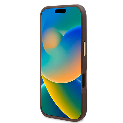 iPhone 16 Plus Kılıf Guess Orjinal Lisanslı M-safe Şarj Özellikli PU 4G Desenli Metal Plaka Klasik Logolu Kapak