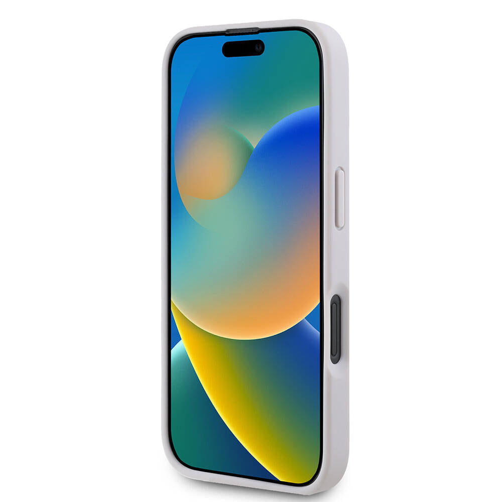 iPhone 16 Plus Kılıf Guess Orjinal Lisanslı M-safe Şarj Özellikli PU Deri 4G Desenli Taşlı Üçgen Logolu Kapak