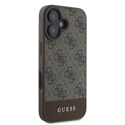 iPhone 16 Plus Kılıf Guess Orjinal Lisanslı M-safe Şarj Özellikli PU Deri Şerit Logo Dizaynlı Kapak