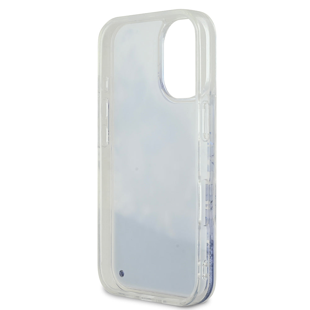 iPhone 16 Plus Kılıf Guess Orjinal Lisanslı M-safe Şarj Özellikli Sıvılı Simli Çiçek Desenli Kapak