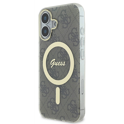 iPhone 16 Plus Kılıf Guess Orjinal Lisanslı M-safe Şarj Özellikli Yazı Logolu 4G Desenli Kapak