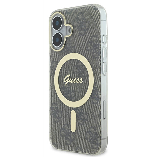 iPhone 16 Plus Kılıf Guess Orjinal Lisanslı M-safe Şarj Özellikli Yazı Logolu 4G Desenli Kapak