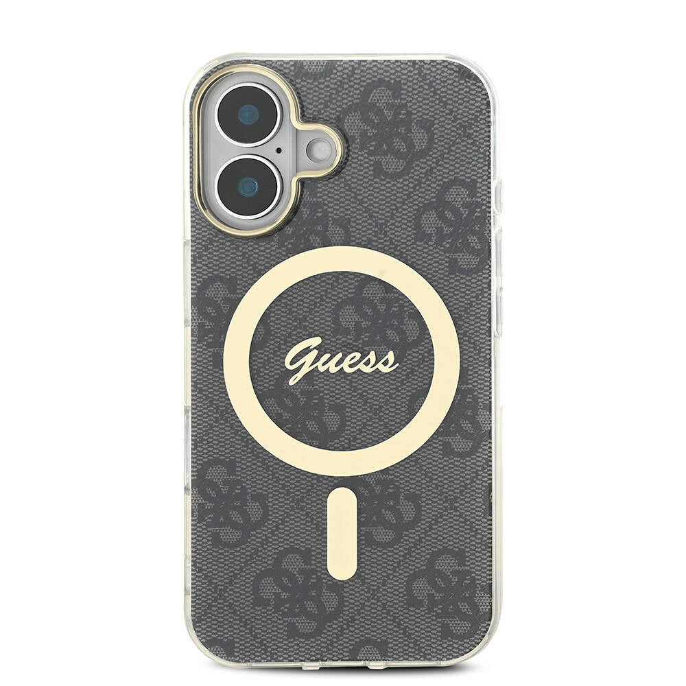 iPhone 16 Plus Kılıf Guess Orjinal Lisanslı M-safe Şarj Özellikli Yazı Logolu 4G Desenli Kapak