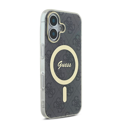 iPhone 16 Plus Kılıf Guess Orjinal Lisanslı M-safe Şarj Özellikli Yazı Logolu 4G Desenli Kapak