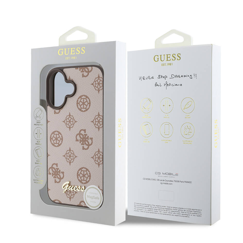iPhone 16 Plus Kılıf Guess Orjinal Lisanslı M-safe Şarj Özellikli Yazı Logolu Peony Kapak