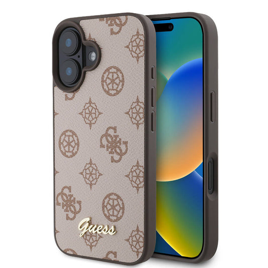 iPhone 16 Plus Kılıf Guess Orjinal Lisanslı M-safe Şarj Özellikli Yazı Logolu Peony Kapak