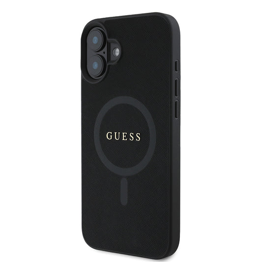iPhone 16 Plus Kılıf Guess Orjinal Lisanslı M-safe Şarj Özellikli Yazı Logolu Saffiano Classic Kapak
