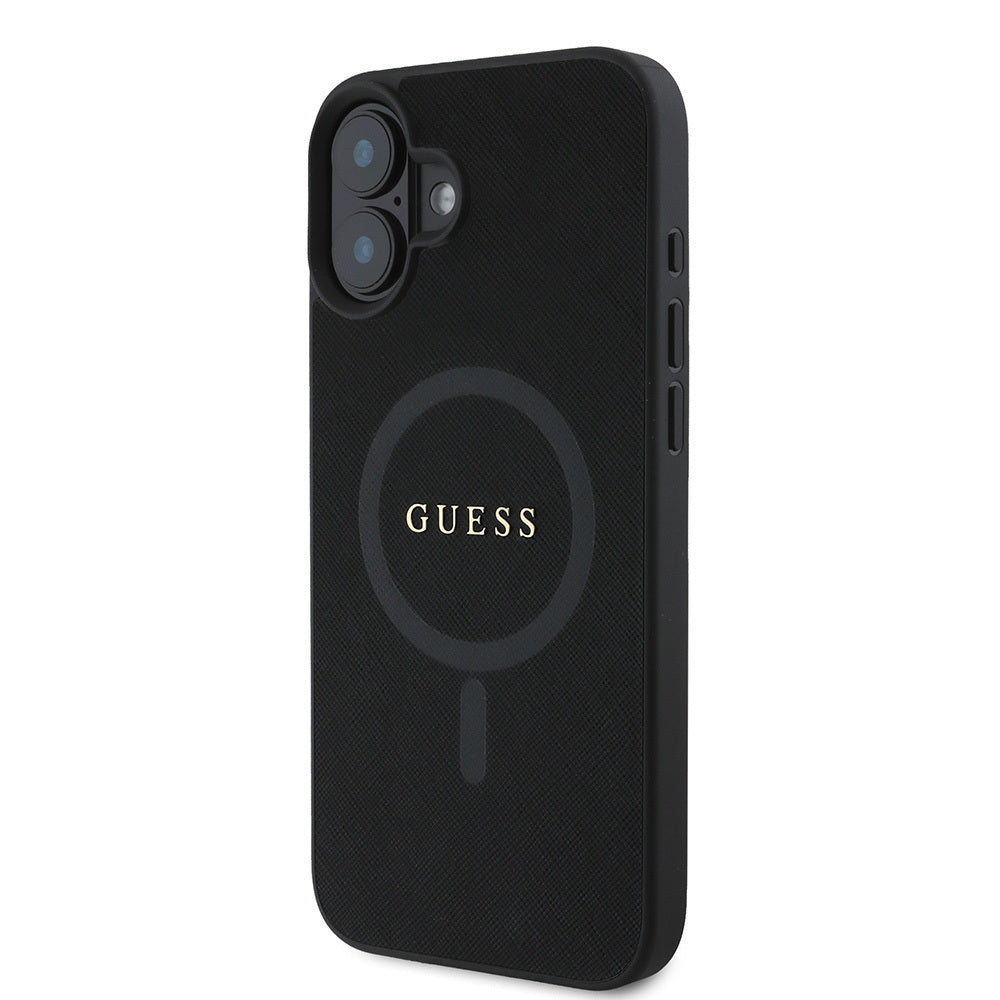 iPhone 16 Plus Kılıf Guess Orjinal Lisanslı M-safe Şarj Özellikli Yazı Logolu Saffiano Classic Kapak