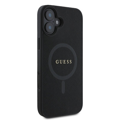 iPhone 16 Plus Kılıf Guess Orjinal Lisanslı M-safe Şarj Özellikli Yazı Logolu Saffiano Classic Kapak