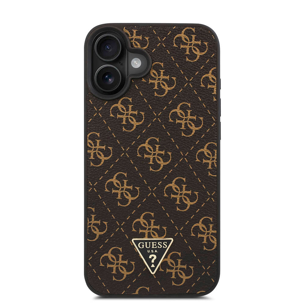 iPhone 16 Plus Kılıf Guess Orjinal Lisanslı PU Deri 4G Desenli Üçgen Logolu Kapak