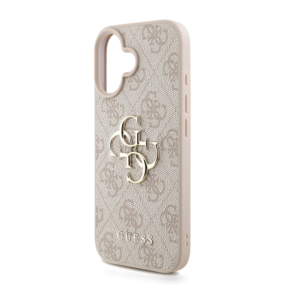 iPhone 16 Plus Kılıf Guess Orjinal Lisanslı PU Deri Bilek Askı İpli Metal Büyük 4G ve Yazı Logolu Kapak