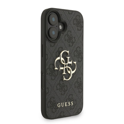 iPhone 16 Plus Kılıf Guess Orjinal Lisanslı PU Deri Bilek Askı İpli Metal Büyük 4G ve Yazı Logolu Kapak