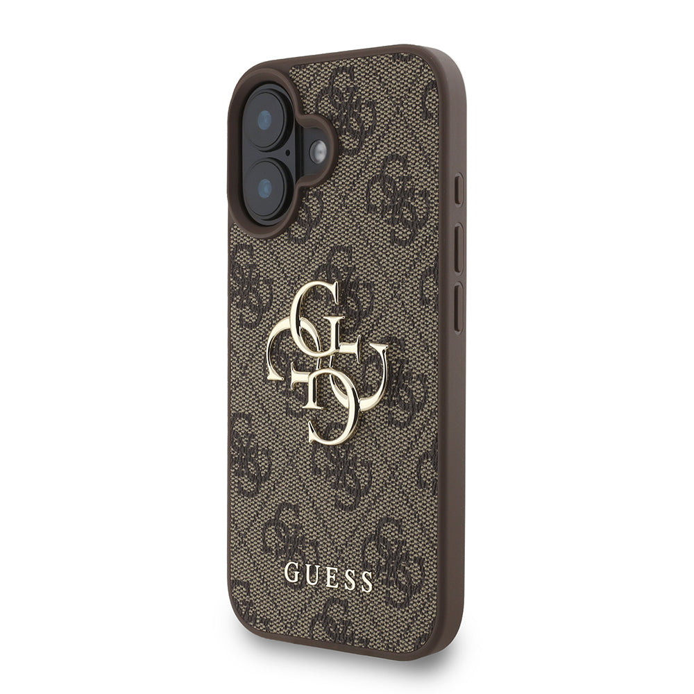 iPhone 16 Plus Kılıf Guess Orjinal Lisanslı PU Deri Bilek Askı İpli Metal Büyük 4G ve Yazı Logolu Kapak