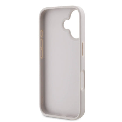 iPhone 16 Plus Kılıf Guess Orjinal Lisanslı PU Deri Taşlı Metal Üçgen Logolu Çapraz Vücut Askılı 4G Desenli Kapak
