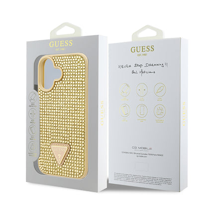 iPhone 16 Plus Kılıf Guess Orjinal Lisanslı Taşlı Arka Yüzey Üçgen Logolu Kapak