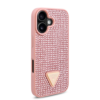 iPhone 16 Plus Kılıf Guess Orjinal Lisanslı Taşlı Arka Yüzey Üçgen Logolu Kapak