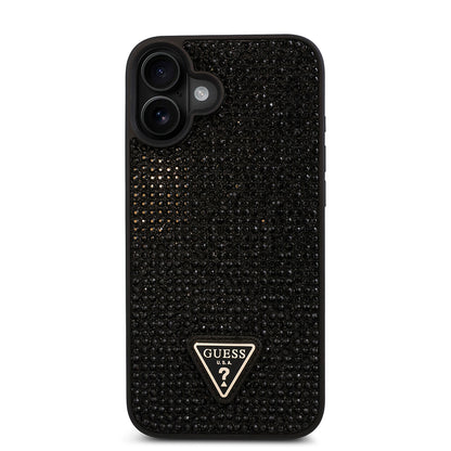 iPhone 16 Plus Kılıf Guess Orjinal Lisanslı Taşlı Arka Yüzey Üçgen Logolu Kapak