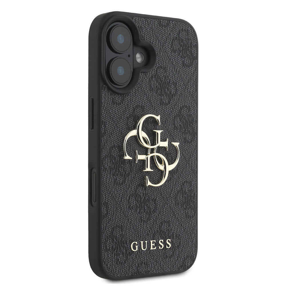 iPhone 16 Plus Kılıf Guess Orjinal Lisanslı PU Deri 4G Desenli Metal Büyük 4G ve Yazı Logolu Kapak