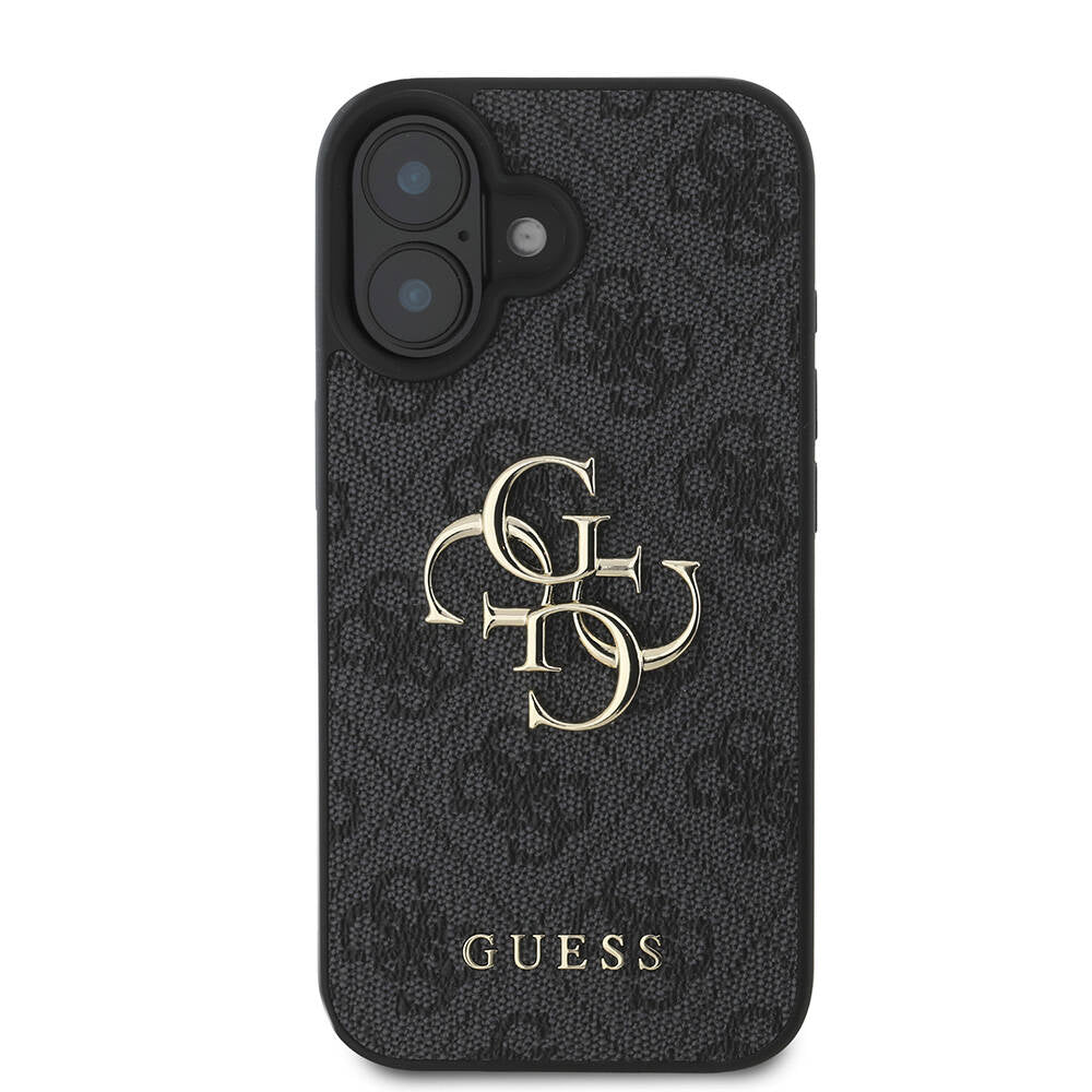 iPhone 16 Plus Kılıf Guess Orjinal Lisanslı PU Deri 4G Desenli Metal Büyük 4G ve Yazı Logolu Kapak