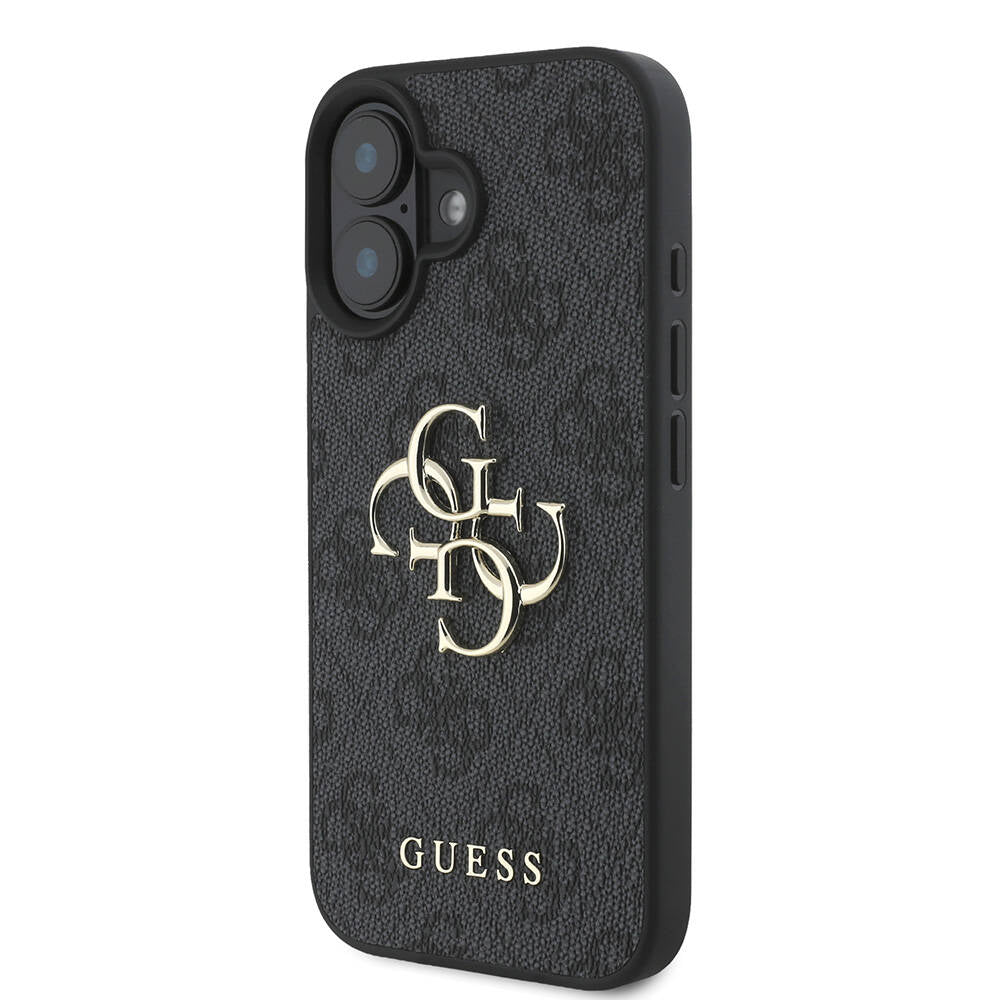 iPhone 16 Plus Kılıf Guess Orjinal Lisanslı PU Deri 4G Desenli Metal Büyük 4G ve Yazı Logolu Kapak