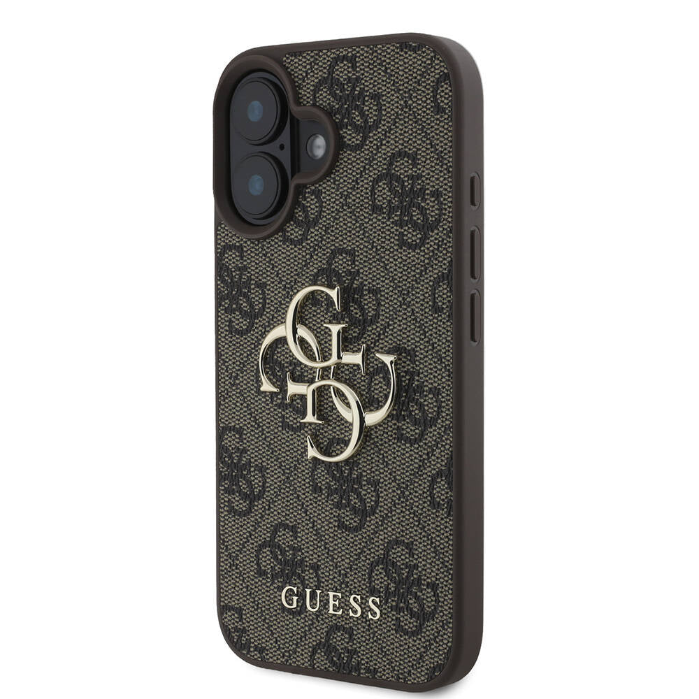 iPhone 16 Plus Kılıf Guess Orjinal Lisanslı PU Deri 4G Desenli Metal Büyük 4G ve Yazı Logolu Kapak