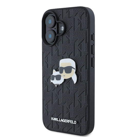iPhone 16 Plus Kılıf Karl Lagerfeld Orjinal Lisanslı K&C Heads Monogram Pin Kapak