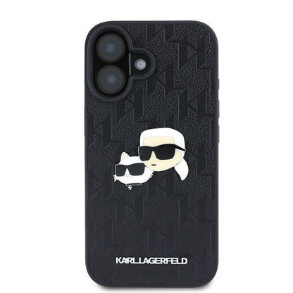 iPhone 16 Plus Kılıf Karl Lagerfeld Orjinal Lisanslı K&C Heads Monogram Pin Kapak