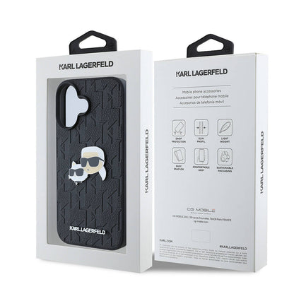 iPhone 16 Plus Kılıf Karl Lagerfeld Orjinal Lisanslı K&C Heads Monogram Pin Kapak