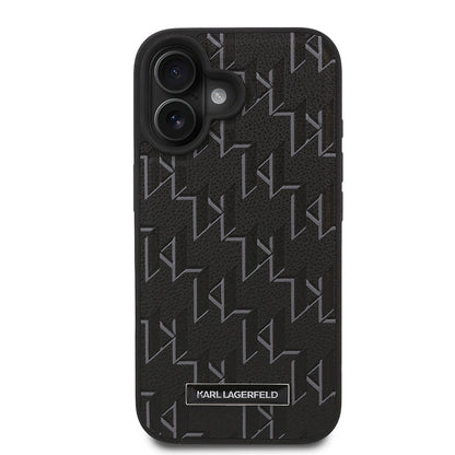 iPhone 16 Plus Kılıf Karl Lagerfeld Orjinal Lisanslı M-safe Şarj Özellikli KL Yazılı Hot Stamp Kapak