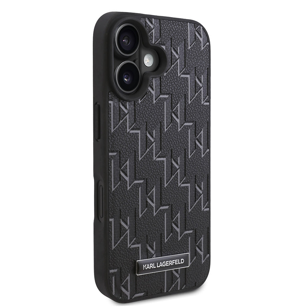 iPhone 16 Plus Kılıf Karl Lagerfeld Orjinal Lisanslı M-safe Şarj Özellikli KL Yazılı Hot Stamp Kapak